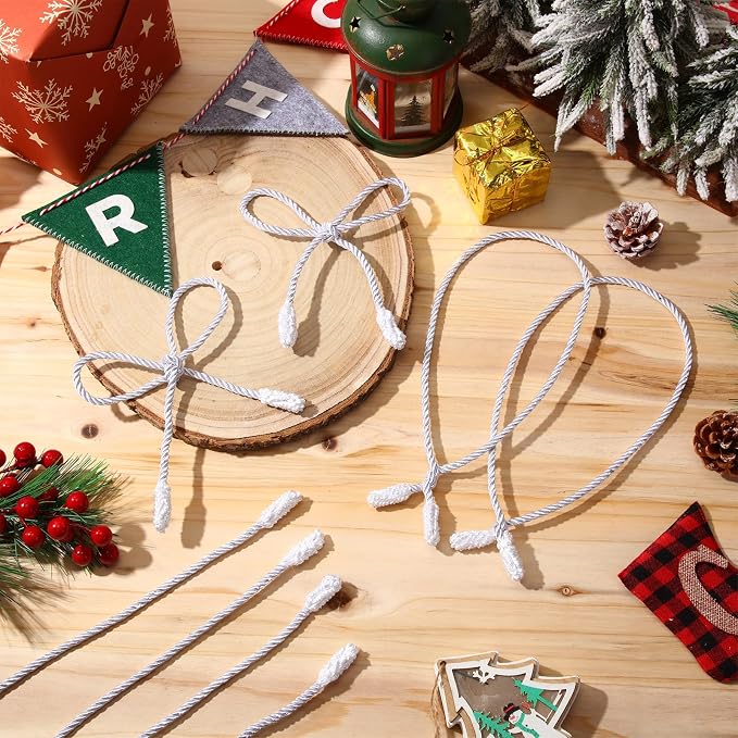 Zhengmy 20 Pcs 25 Inch Extra Long Christmas Garland Ties Christmas Decorative Twist Ties for Banister Reusable Flexible Twist for Holiday Xmas Home Decorations Craft Wrapping (White)
