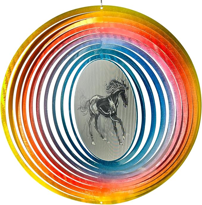 Aoedelyart 3D Animations Horse Wind Spinner for Yard and Garden,12Inch Wind Spinners Outdoor Horse Memorial Gift for Women Mom Grandma Wife,Garden Decor Metal Kinetic Yard Art Wind Sculpture