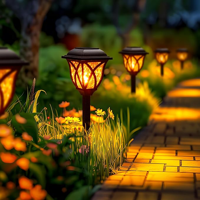 GIGALUMI Solar Lights Outdoor Waterproof, LED Solar Garden Lights, Outdoor Decorations, Garden Decor for Yard, Patio, Landscape, Planter, Walkway