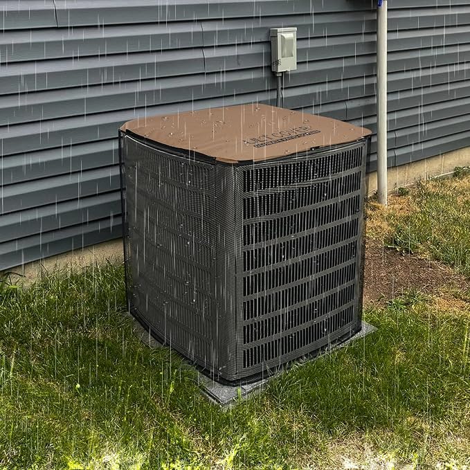 ULTCOVER 2 in 1 Full Mesh with Waterproof Fabric Top Air Conditioner Defender Cover 30W x 30D x 32H inch for Outside AC Units All Seasons Use