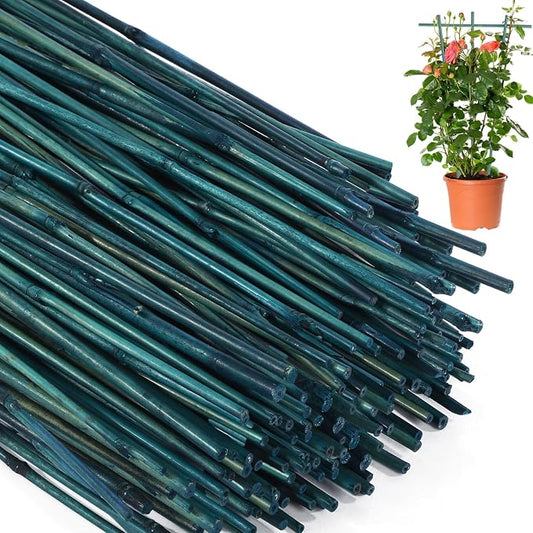 Suclain 100 Pcs 3 Feet Bamboo Stakes for Plant Support Bamboo Sticks Poles Indoor and Outdoor Tall Garden Stakes with 100 Twist Ties for Tomato Bean Flowers Trees Potted and Climbing Plant Support