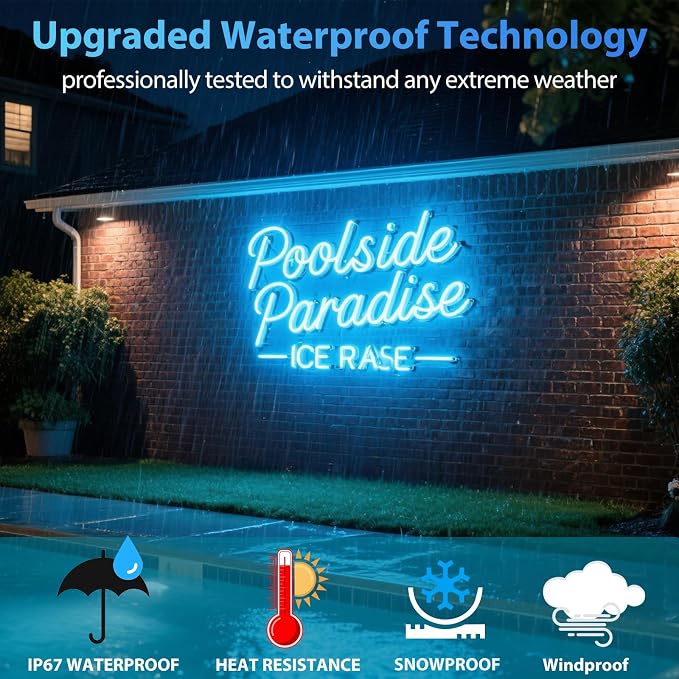 Large Outdoor Business Neon Sign Waterproof, Custom Neon Signs For Business Pool Patio for Wall Decor, Personalized Waterproof IP67 Pro LED Lights For Outdoors, Pooltime Backyard Beach Garden Outside Store Bar Business Store Friends Dad's Gifts