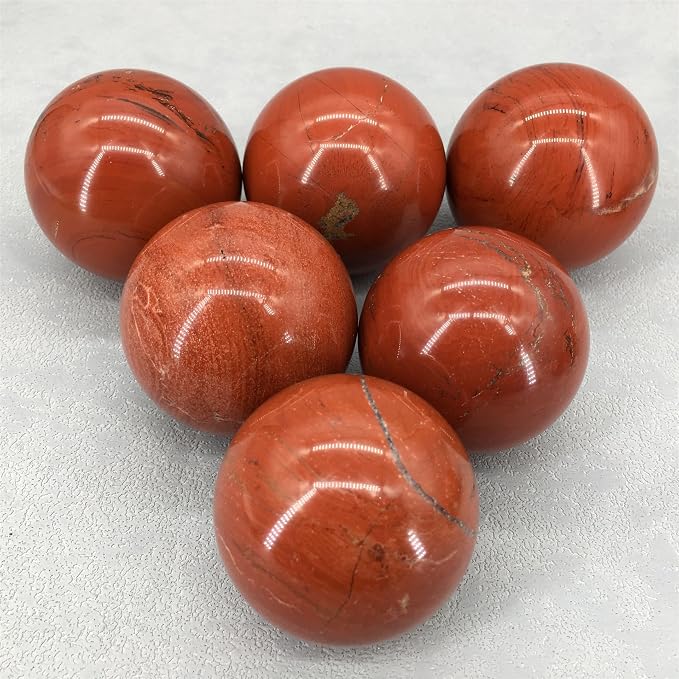 2.4-2.8 inch Natural Red Jasper Crystal Ball with Stand, Hand Polished Quartz Stone Orb, Reiki Healing Mineral Sphere, Energy Balancing Degaussing Stone, Home Office Desktop Ornament
