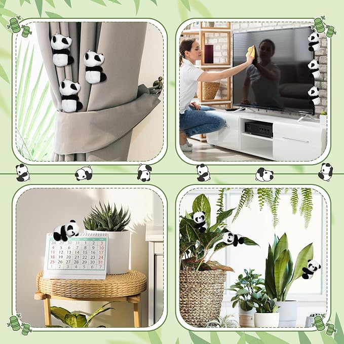 Foilswirl 24 Pcs Panda Party Favors 4 Inch Finger Panda Plush Clips Curtain Holder Stand Note Clip Stand Photo Holder Cute Panda-s Doll Finger Toy for Home Decoration Plant Pots Bonsai Craft