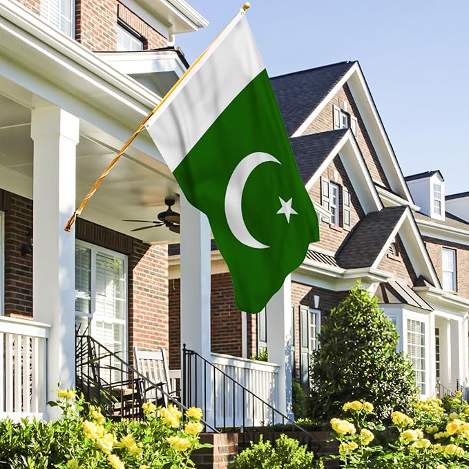 AhfuLife 2 Pcs Pakistan Flag 3x5 Ft, Large Pakistan National Flags for Outside - Double Side with Brass Eyelets for Olympic Party Decorations, Bar Garden Street Decoration Indoor Outdoor