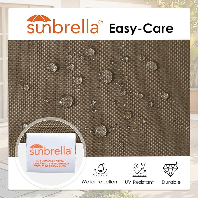 Outdoor Sunbrella Cushions for Patio Furniture Set of 2, 24"x24" Water Repellent Chair Cushions Removable Seat Bottom & Back Cushion Covers for Chair, Sofa, Couch, Specrtum Caribou