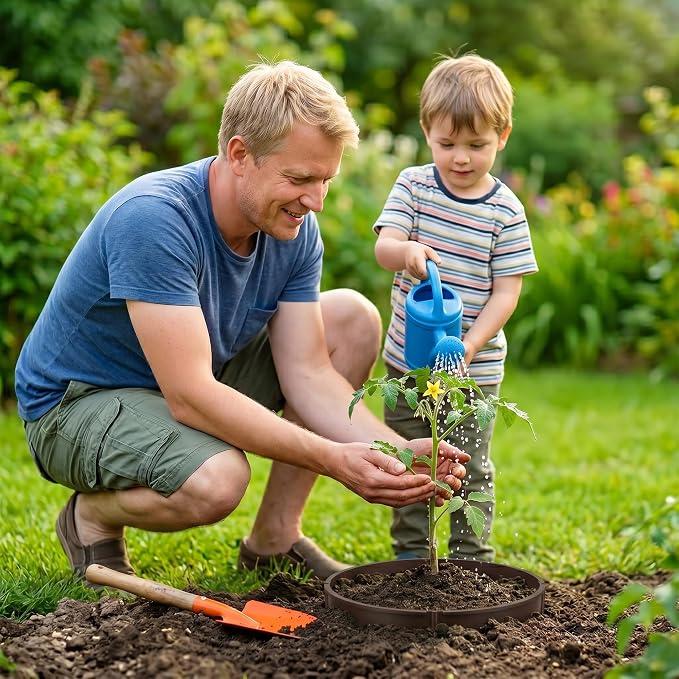 Anothera 48 Pieces Planting Rings, Diameter Range 8.2-15.7 Inches, Interlocking Garden Planting Rings, Brown Garden Rings for Plant Support
