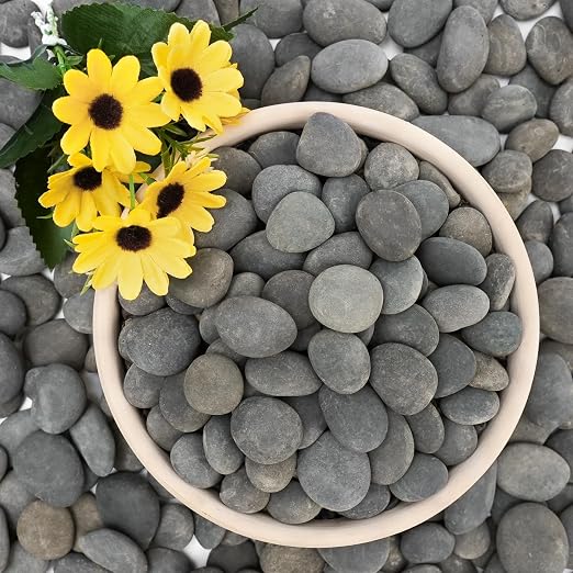 NUPICK 3lb Mexican Beach Pebbles, 1" Black River Rocks for Landscaping, Smooth Garden Rocks for Outdoor Paving, Natural Black Pebbles for Plants, Decorative Stones for Planters, Fish Tank, Fountain