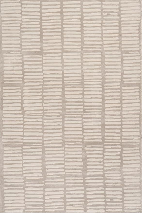 nuLOOM Kailani Cream/Grey Abstract Washable Area Rug, 3' x 5' | Nuloom Kailani Abstract 3' x 5' Machine Washable Accent Rug for Living Room Bedroom Dining Room Entryway, Cream/Grey
