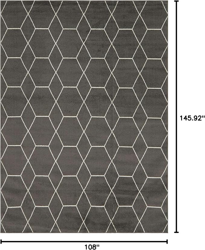 Unique Loom Trellis Frieze Collection Area Rug - Geometric (9' x 12' 2", Dark Gray/ Ivory)