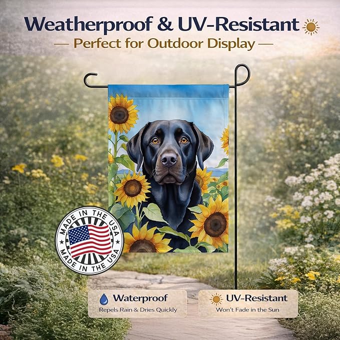 Caroline's Treasures DAC6109GF Labrador Retriever in Sunflowers Garden Flag Mailbox Flag Decorative Yard Flag Banner Outside Patio Artwork Yard Flower Beds, Garden Size, Multicolor