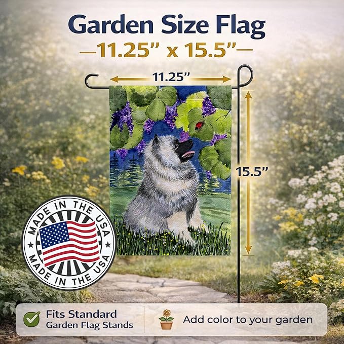 Caroline's Treasures SS8249GF Keeshond Garden Flag Mailbox Flag Decorative Yard Flag Banner Outside Patio Artwork Yard Flower Beds, Garden Size, Multicolor