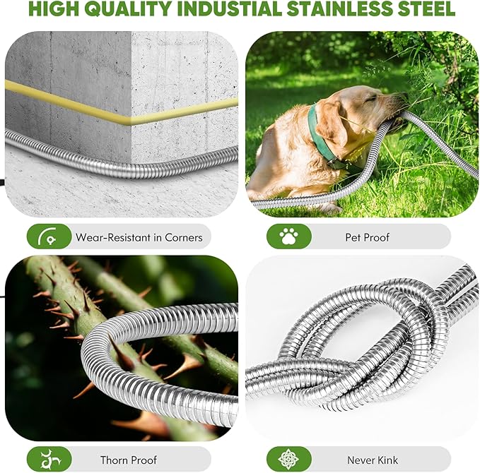 Unywarse Garden Hose 75ft, Stainless Steel Heavy Duty Water Hose with 10 Function Nozzle Flexible, Lightweight, No-Kink, Pet Proof, Puncture Proof Metal Hose for Yard, Outdoor