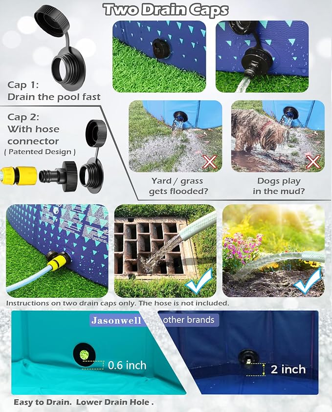 Jasonwell Foldable Dog Kiddie Pool - Hard Plastic Kids Paddling Pool Toddler Baby Swimming Pools for Backyard Collapsible Whelping Box Pet Doggie Cats Wading Pools Bathtub for Puppy Large Dogs 87In,G