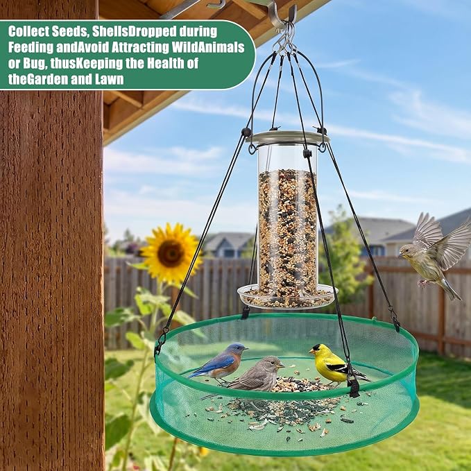 3 Pcs Bird Seed Catcher Tray for Outdoor Feeders 20" Diameter x 4" High Hanging Bird Feeder Trays to Catch Seed Catcher Spill Guard Platform Outdoor Garden Accessories(Green)