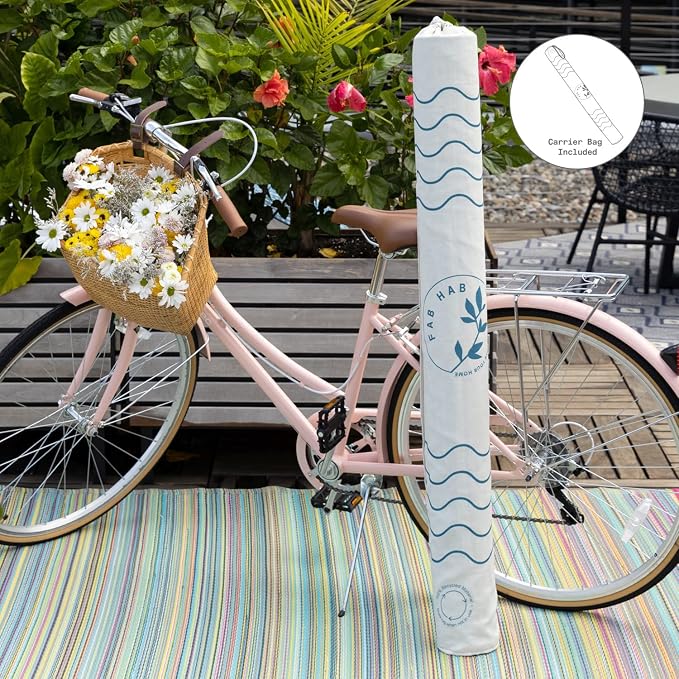 Fab Habitat Outdoor Rug - Waterproof, Fade Resistant, Crease-Free - Premium Recycled Plastic - Striped - Patio, Deck, Porch, Balcony, Laundry Room - Cancun - Multicolor - 4 x 6 ft