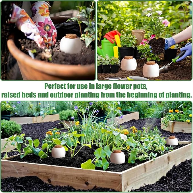 4 Pack Terracotta Watering Spikes, Plant Watering Devices Wine Bottle Automatic Plant Self Watering Spikes for Vacations, Clay Self-Watering Stakes for Indoor Outdoor Plants