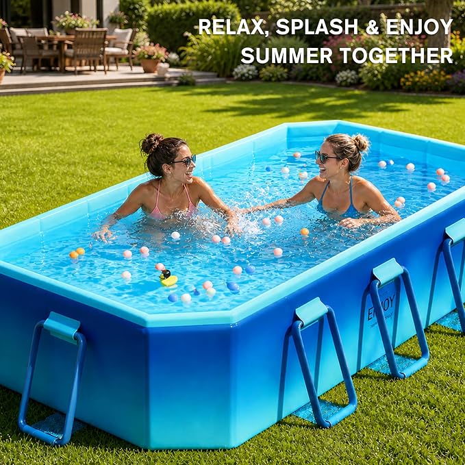 Large Foldable Pool, Non Inflatable Swimming Pool, Foldable Pool for Adults and Kids, Thickened Portable Collapsible Pool for Backyard and Outdoor Use, 116" x 65" x 21"
