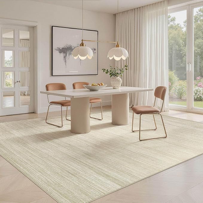UERMEI 10x12 Washable Area Rug - Neutral Modern Abstract Living Room Rugs, Non-Slip Soft Large Indoor Floor Carpet for Bedroom Home Office & Under Dining Table Decor, Brown/Beige
