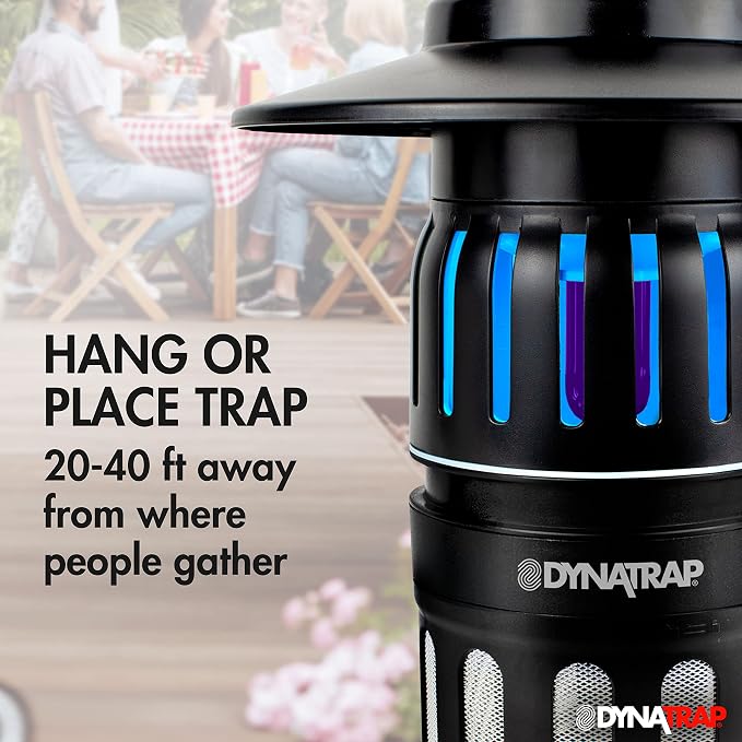 DynaTrap DT1050SR 1/2 Acre Mosquito & Flying Insect Trap – Kills Mosquitoes, Flies, Wasps, Gnats, & Other Flying Insects - Bug Zapper Alternative - Black