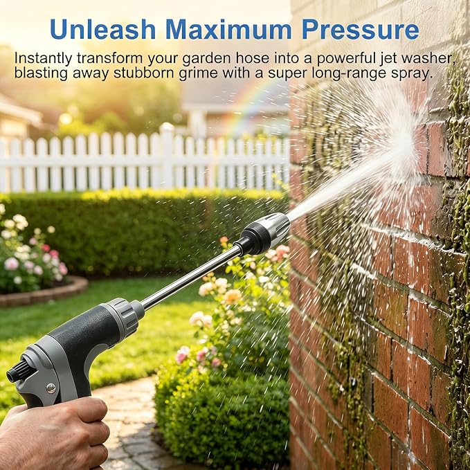 Aquoxis Pressure Washer Gun, High Pressure Hose Nozzle, 3 Spray Modes Handheld Pressure Washer Nozzle for 3/4" Garden Hose, Watering Sprayer for Cleaning Yard Patio Car Pets