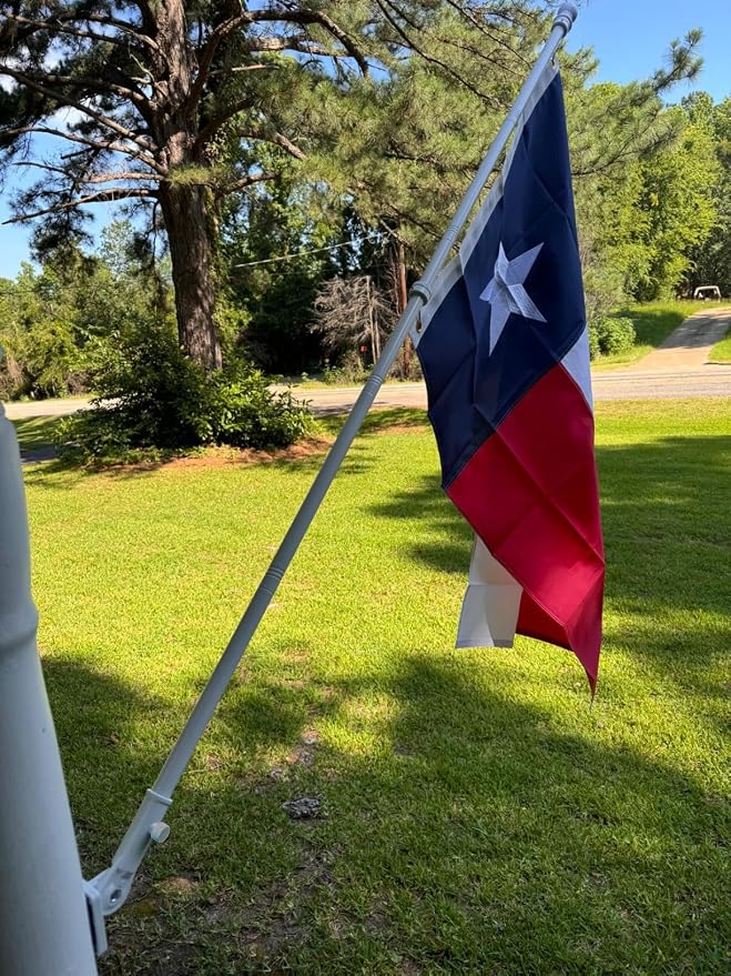 MTB Garden 6ft White Steel Flag Pole and Holder, 1 inch Flag Pole for Outside House Porch Flagpole Mount