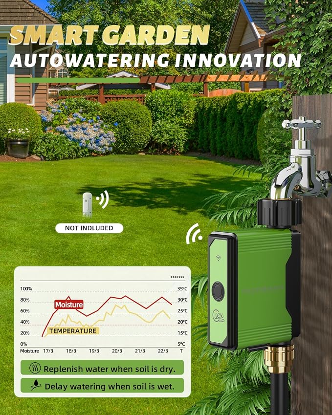 GIEX ZIGBEE Sprinkler Timer GX-02,Built-in Flow Meter, Smart Irrigation Garden Hose Watering Controller Work with TUYA APP and Smart Life APP (ZIGBEE Sprinkler Timer)