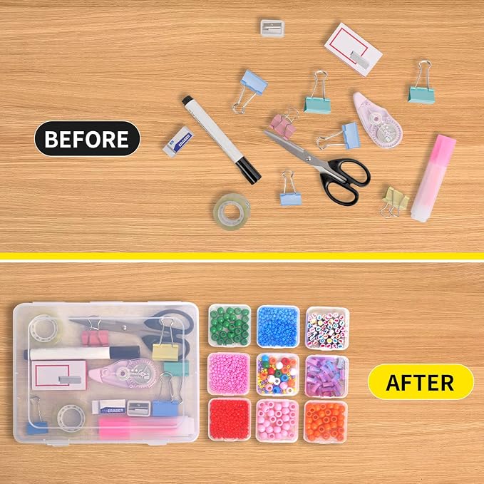 Bead Organizer Box, 90pcs Small Clear Plastic Storage Containers, Craft Storage Box Features Hinged Lid and Labels, Mini Boxes for Bracelets, Jewelry, Diamonds, Clay Beads, Screws, Seeds, Small Parts