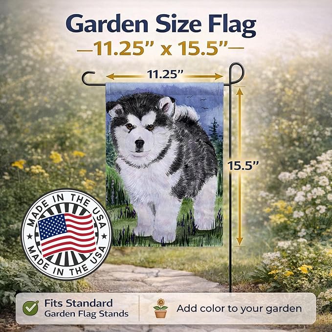 Caroline's Treasures SS8027GF Alaskan Malamute Garden Flag Mailbox Flag Decorative Yard Flag Banner Outside Patio Artwork Yard Flower Beds, Garden Size, Multicolor