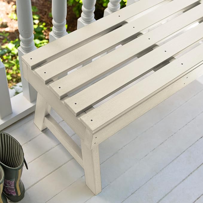 Highwood Weatherly Backless Bench, 4-Feet, Whitewash