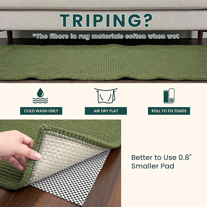 KOZYFLY Washable 3x4 Entry Area Rug, Braided Throw Rugs for Entryway, Non Slip Door Mat Indoor Outdoor Entrance, Front Porch Foyer Carpet for Kitchen, mudroom, Bathroom, Olive Green/Earthy Green