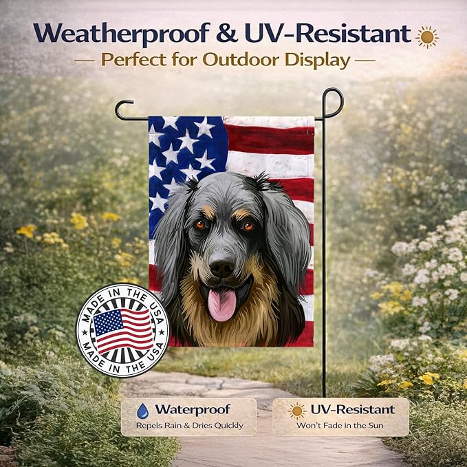 Caroline's Treasures CK6561GF Hovawart Dog American Flag Garden Flag Mailbox Flag Decorative Yard Flag Banner Outside Patio Artwork Yard Flower Beds, Garden Size, Multicolor