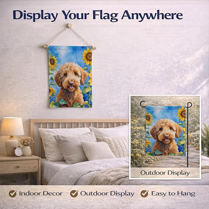 Caroline's Treasures DAC6113GF Labradoodle in Sunflowers Garden Flag Mailbox Flag Decorative Yard Flag Banner Outside Patio Artwork Yard Flower Beds, Garden Size, Multicolor