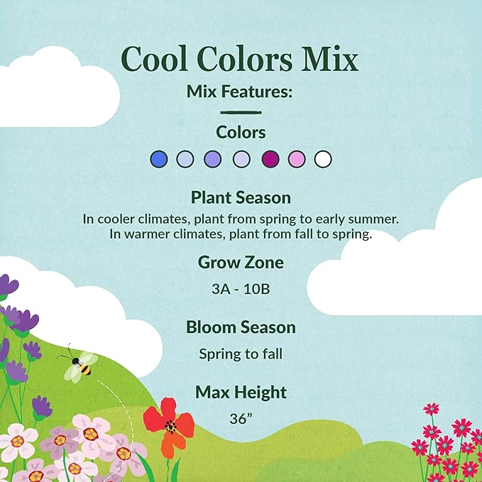Ferry-Morse Wildflower Seeds - Cool Colors Mix, Non-GMO, Wild Flowers - 1 lb - Other
