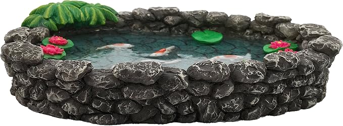 GlitZGlam KOI Miniature Pond for Fairy Garden - Enchanted Garden Accessories