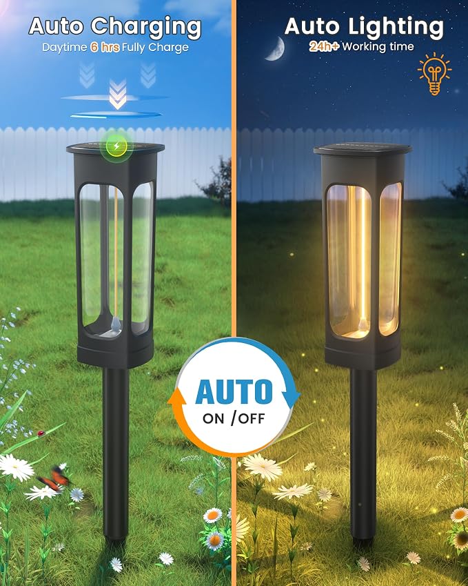VOLISUN Solar Pathway Lights,12 Pack LED Solar Lights Outdoor Waterproof, Landscape Lighting,Warm Color Solar Path Lights,Landscape Lights,Solar Garden Lights for Yard Lawn Driveway Walkway