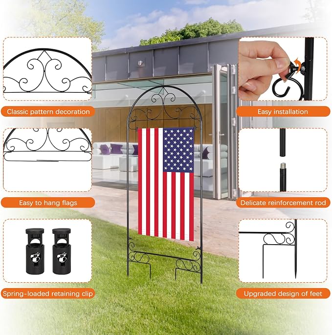 Liitrton Garden Flag Holder Stand | Yard Flag Holder Fits Max 14" x 25" Flags | Metal Garden Flagpole Stake for Outside, Seasonal Yard Lawn Holiday Decor Flag Stand (No Flag Included)