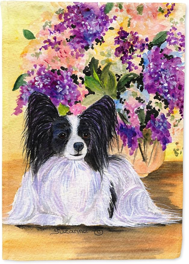 Caroline's Treasures SS8288GF Papillon Garden Flag Mailbox Flag Decorative Yard Flag Banner Outside Patio Artwork Yard Flower Beds, Garden Size, Multicolor