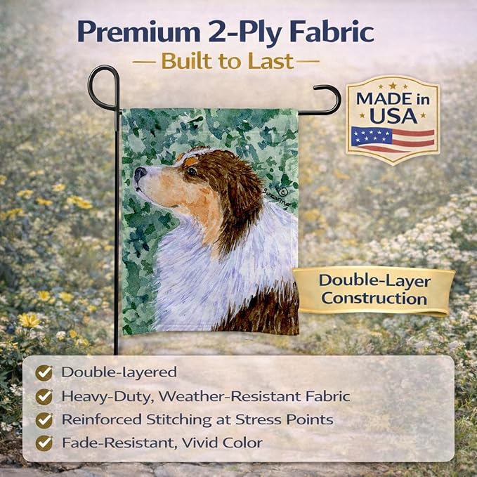Caroline's Treasures SS8738GF Australian Shepherd Garden Flag Mailbox Flag Decorative Yard Flag Banner Outside Patio Artwork Yard Flower Beds, Garden Size, Multicolor