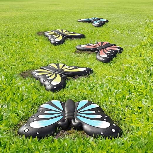 Landical 6 Pcs Stepping Stone Garden Stepping Stones Walkway Decorative Stone for Garden Decor Outdoor Flower Beds Yard Decorations (Butterfly)