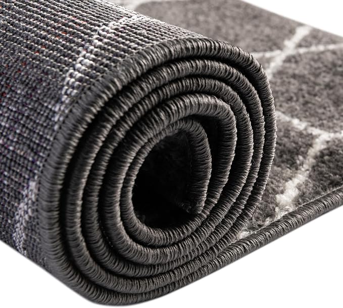 Unique Loom Trellis Frieze Collection Area Rug - Geometric (7' 1" x 10', Dark Gray/ Ivory)