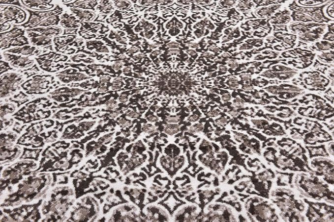 Unique Loom Sofia Collection Area Rug - Grace (8' Square, Brown/ Ivory)