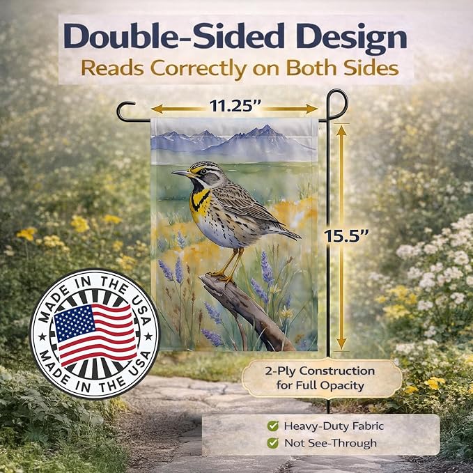 Caroline's Treasures Wyoming Western Meadowlark Garden Flag Mailbox Flag Decorative Yard Flag Banner Outside Patio Artwork Yard Flower Beds, Garden Size, Multicolor