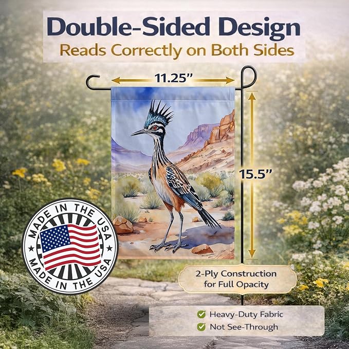 Caroline's Treasures New Mexico Greater Roadrunner Garden Flag Mailbox Flag Decorative Yard Flag Banner Outside Patio Artwork Yard Flower Beds, Garden Size, Multicolor