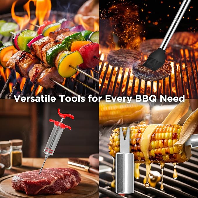 Kaluns Fathers Day BBQ Accessories, Complete Grill Set Grilling Gifts, 40 Pcs Premium Heavy Duty Stainless Steel Barbecue Grill Accessories for Outdoor Grill, Gifts for Dad