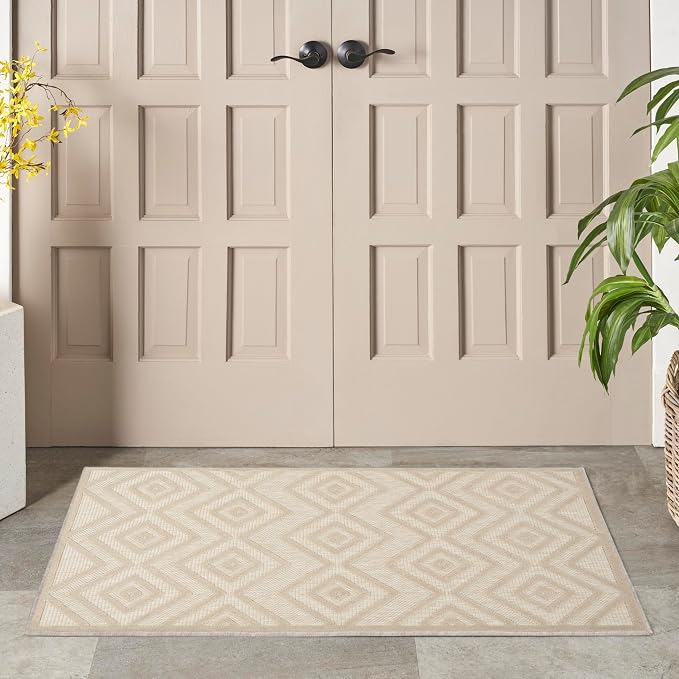 Nourison Home Versatile Cream 2' x 4' Area Rug - Easy Clean, Non Shedding, Bed Room, Living Room, Dining Room, Kitchen (2' x 4')