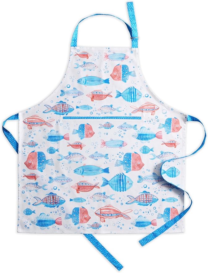 Maison d' Hermine Aprons for women with Pocket 100% Cotton (27.50"x31.50") | Adjustable Neck Strap & long ties Apron Men Chef Wedding Cooking Gardening Server Maid