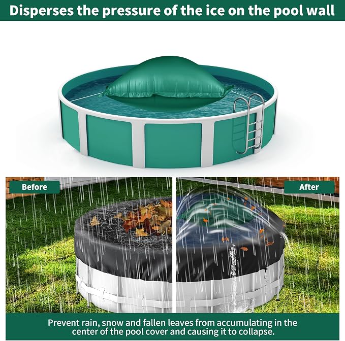 CACSPS Pool Air Pillow for Above Ground Pools, 8x8 Ft, Green, PVC Material, Winter Protection