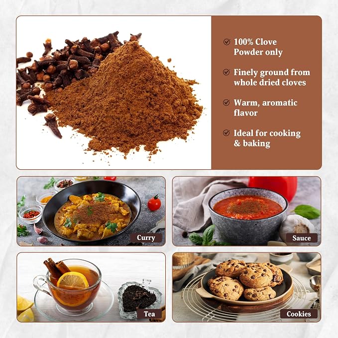 Clove Powder 4 oz – Ground Cloves Spice for Cooking, Baking & Tea – 100% Pure and Natural Cloves Powder – Finely Ground Clove for Rich Aroma & Flavor – By Yogi’s Gift®