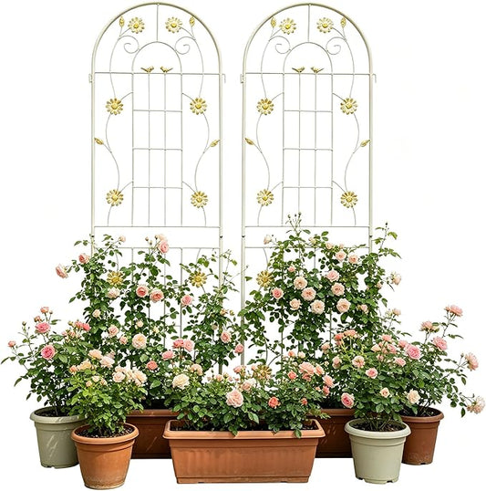 4/2 Pack White Metal Garden Trellis, 86.7" x 19.7" 71" x 19.7" Rustproof Plant Support Frame, Decorative Climbing Vine Trellis for Flower Vegetable Patio Garden Decor (White, 71" x 19.7", 2 Pack)